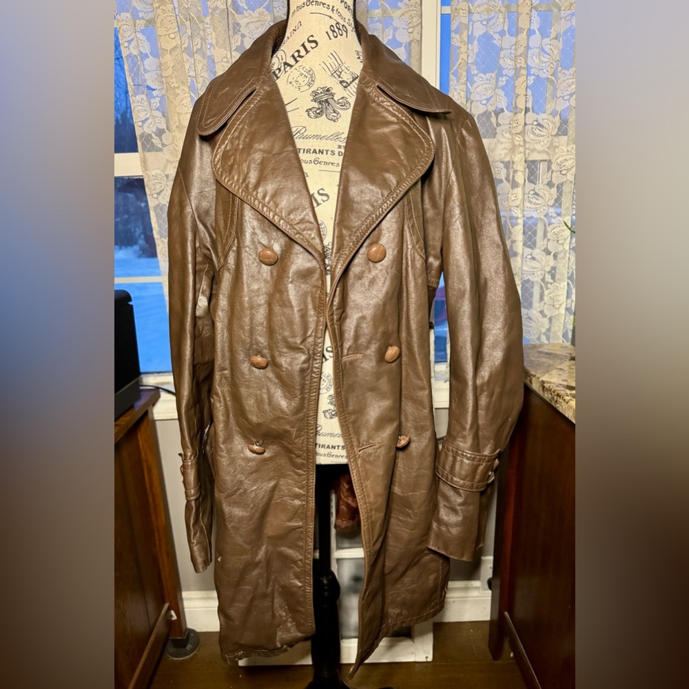 Sears’70’s vintage leather car coat.